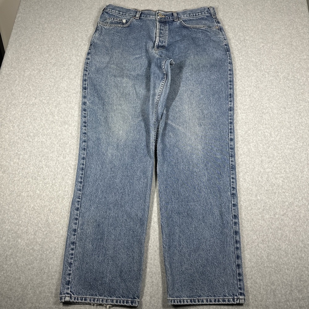 J Crew Button Fly Jeans Men's 38x34(36W) Medium wash Blue Denim Made in the USA